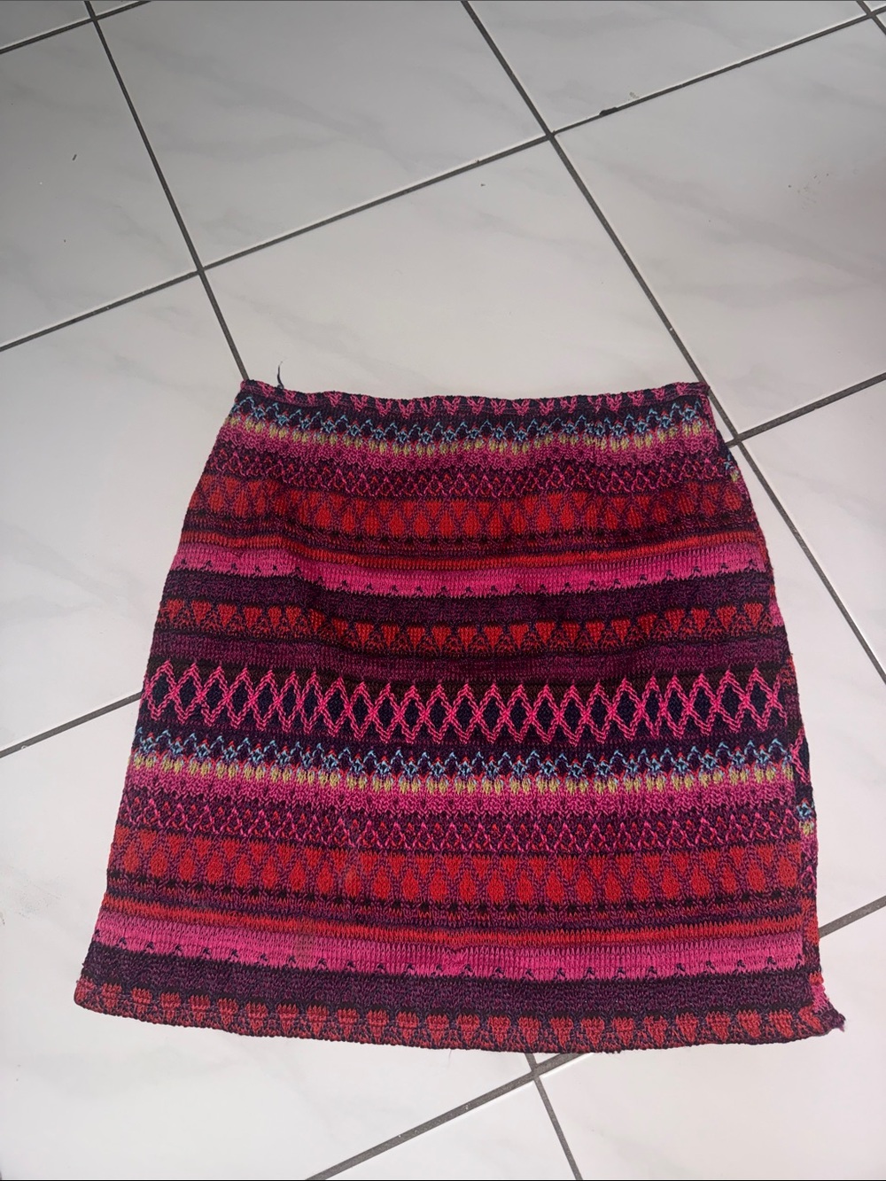 Multicolor Patterned Knit Mini Skirt - Women